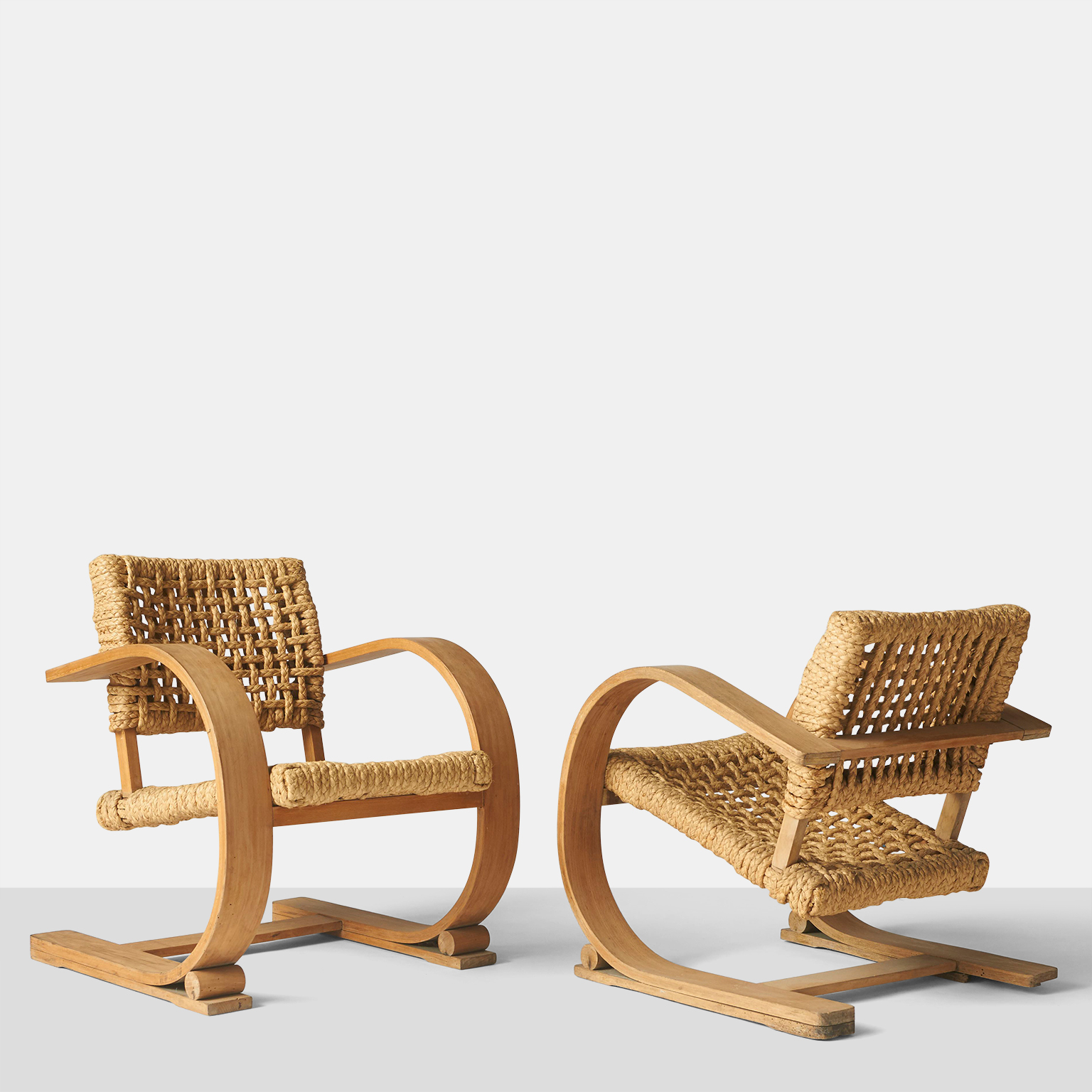 A Pair of Rope Chairs by Audoux-Minet - Almond and Company